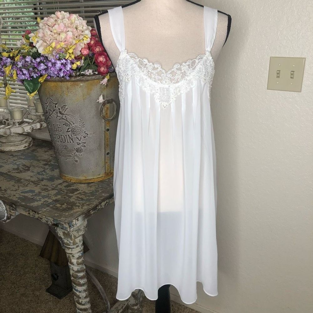Linea Donatella Sheer Nightgown with Beading
